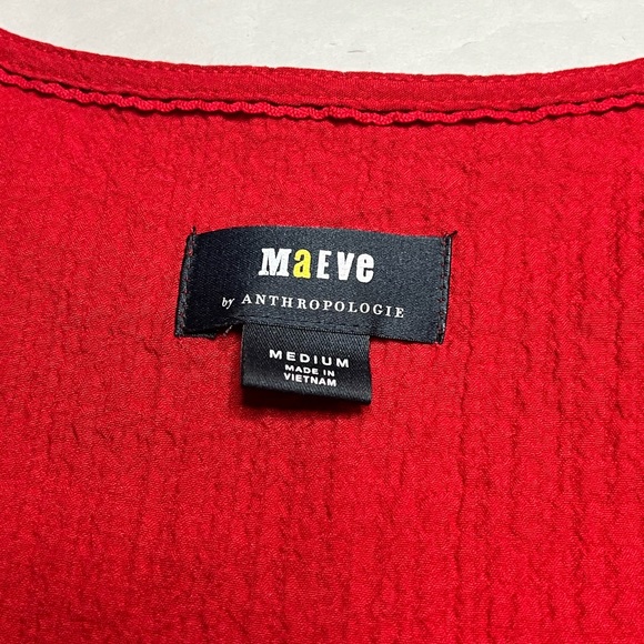 Anthropologie Maeve Womens size Medium Bright Red Textured Scarletta Midi Dress - Picture 12 of 12